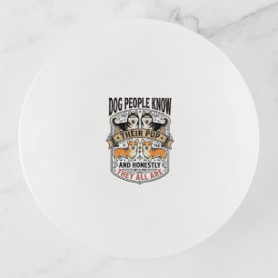 Funny Dog Lover Shirt with Vintage Puppy Debate De Trinket Tray