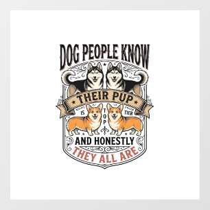 Funny Dog Lover Shirt with Vintage Puppy Debate De Window Cling