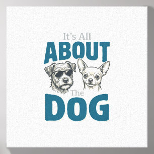 Funny Dog Lover Vintage Engraving Graphic_1 Canvas Photo Tile