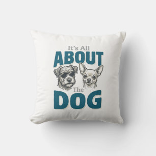 Funny Dog Lover Vintage Engraving Graphic_1 Throw Pillow