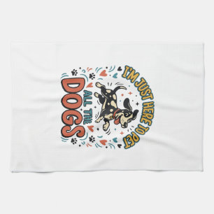 Funny Dog Lover Vintage Pet All The Dogs Design_1 Kitchen Towel