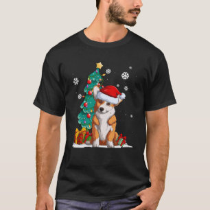 Funny Dog Lover Welsh Corgi Santa hat Ugly Christm T-Shirt