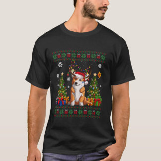 Funny Dog Lover Welsh Corgi Santa Hat Ugly Christm T-Shirt