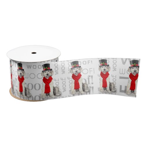 Funny Dog Lover Yellow Labradoodle Christmas Satin Ribbon