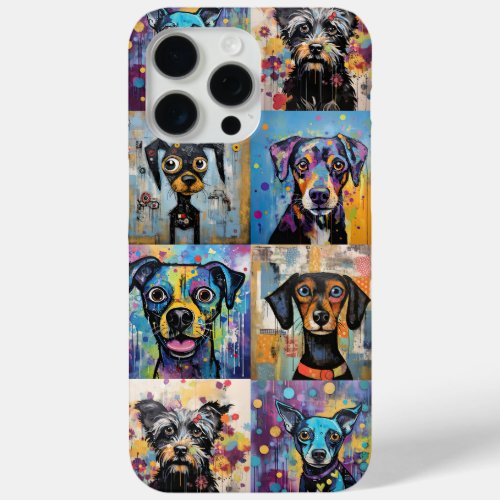 Funny Dog Lovers Animal Pet Portrait Cute Mosaic iPhone 15 Pro Max Case