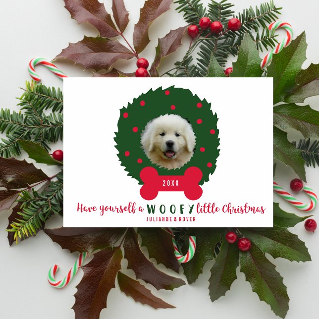 Funny Dog Lover's Christmas Wreath Your Dog Photo Holiday Card (Creator Uploaded)