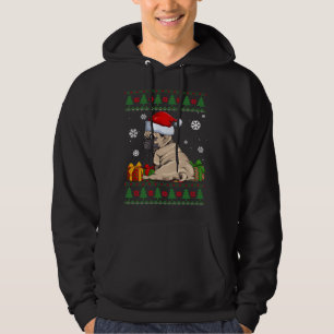 Funny Dog lovers Cute Pug Santa Hat Ugly Christmas Hoodie