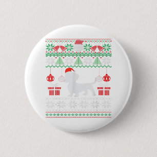 Funny Dog lovers Dachshund Santa Hat Ugly Christma Button