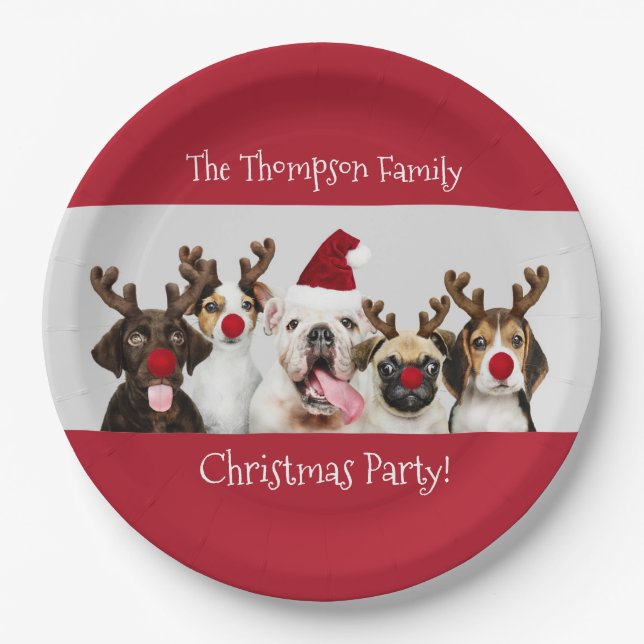 Funny, Dog Lovers, Family Name, Party Paper Plates (Front)
