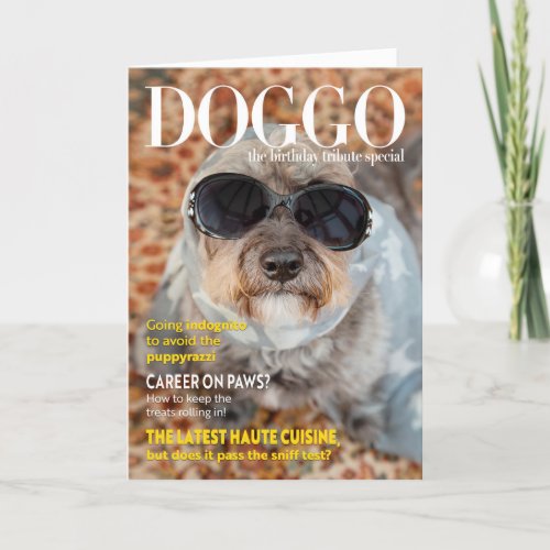 Funny Dog Magazine Style Birthday Card