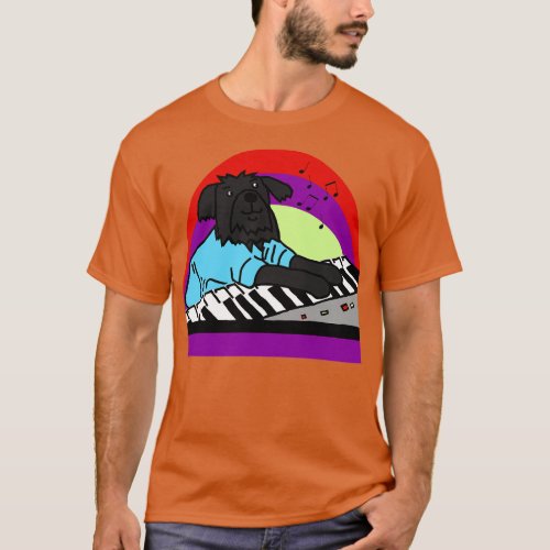 Funny Dog Makes Music with Piano Keyboards T_Shirt