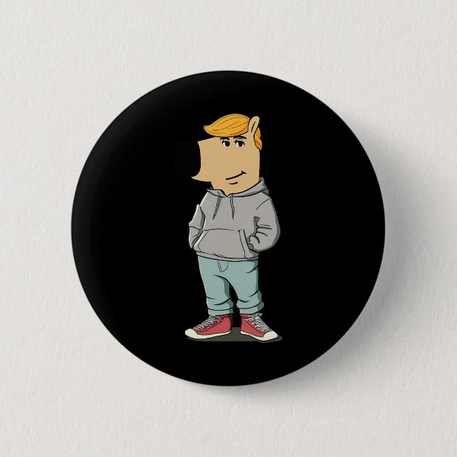 Funny Dog Meme Trump Hat Make Great Again  Button (Front)