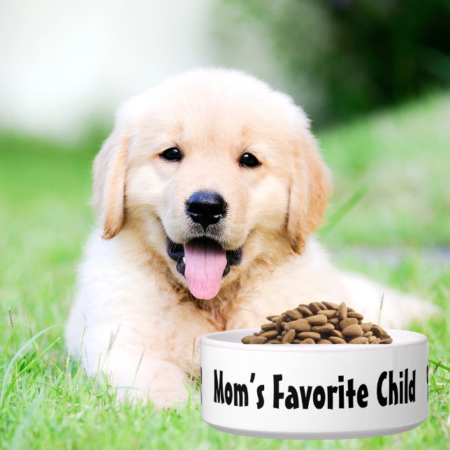 Funny Dog Mom’s Favorite Child paw prints pet food Bowl (Creator Uploaded)
