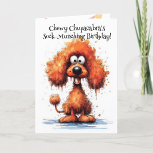 Funny Dog Monster: Chewy Chupacabra Birthday Letterpress Thank You Card