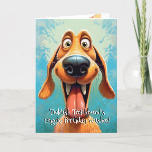 Funny Dog Monster: Ticklish Trollhound's Birthday Letterpress Thank You Card