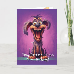 Funny Dog Monster: Tiny Terrier Mutant Birthday Thank You Card