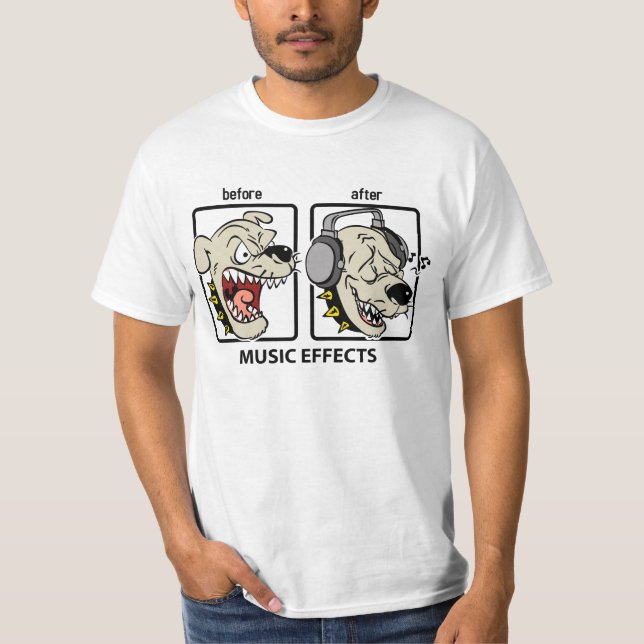 Funny Dog Music Effects T-Shirt (Front)