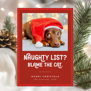 Funny Dog Naughty List Christmas Card