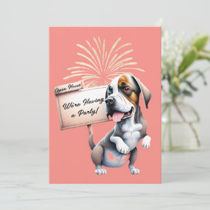 Funny Dog New Year's Open House Party Invitation