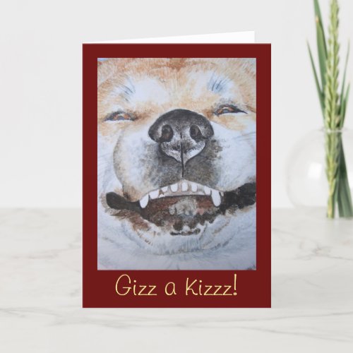 funny dog of akita smiling with fun text card