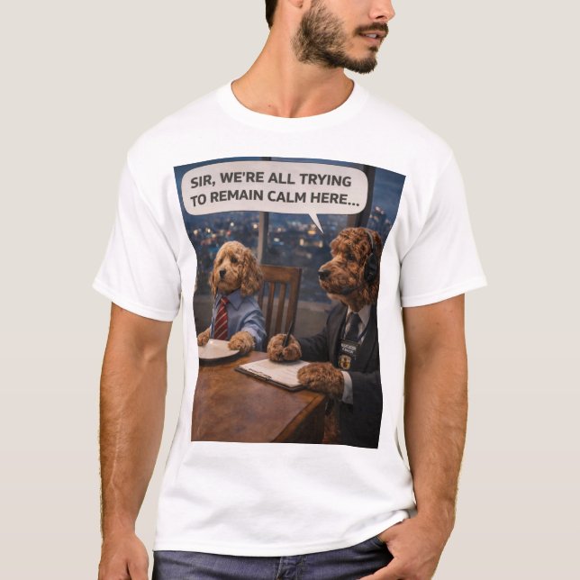 Funny Dog Office T-Shirt - Calm Meeting Humor Gift (Front)