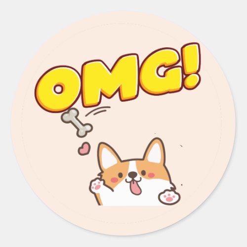 Funny Dog OMG Classic Round Sticker