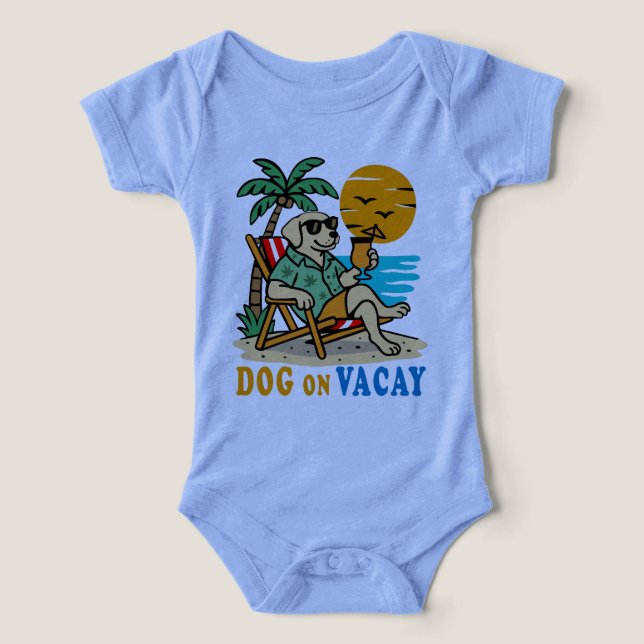 Funny Dog on Vacation T-Shirt | Cute Summer Infant T-shirt (Design Front)