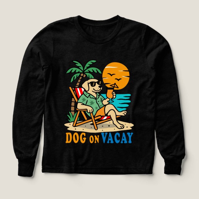 Funny Dog on Vacation T-Shirt | Cute Summer Tri-Blend Shirts (Design Front)