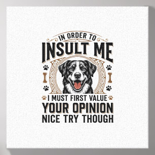 Funny Dog Opinion Vintage T-Shirt Design_1 Canvas Photo Tile
