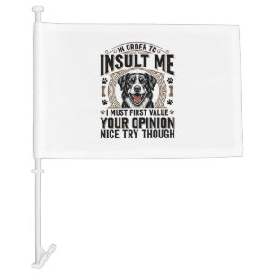 Funny Dog Opinion Vintage T-Shirt Design_1 Car Flag