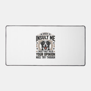 Funny Dog Opinion Vintage T-Shirt Design_1 Desk Mat