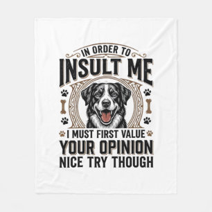 Funny Dog Opinion Vintage T-Shirt Design_1 Fleece Blanket