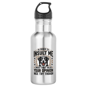 Funny Dog Opinion Vintage T-Shirt Design_1 Stainless Steel Water Bottle