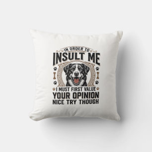 Funny Dog Opinion Vintage T-Shirt Design_1 Throw Pillow
