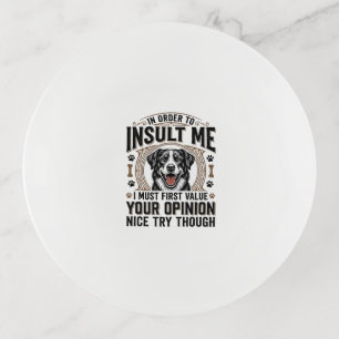 Funny Dog Opinion Vintage T-Shirt Design_1 Trinket Tray