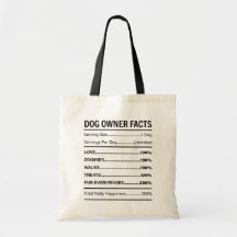 Funny Dog Owner Facts Nutrition Label Dog Mom Tote