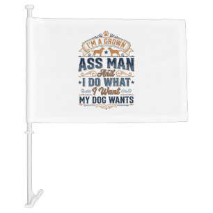 Funny Dog Owner Quote Vintage Vector Design_1 Car Flag