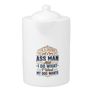 Funny Dog Owner Quote Vintage Vector Design_1 Teapot