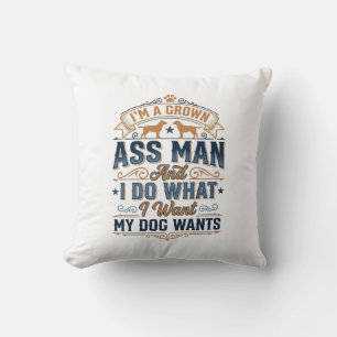 Funny Dog Owner Quote Vintage Vector Design_1 Throw Pillow