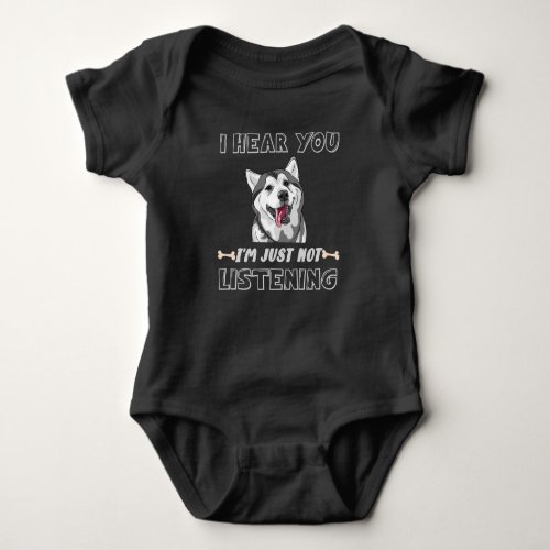 Funny Dog Owner Stubborn Husky Baby Bodysuit