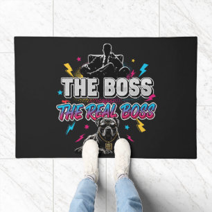 Funny Dog Owner "The Real Boss" Pitbull Design Doormat