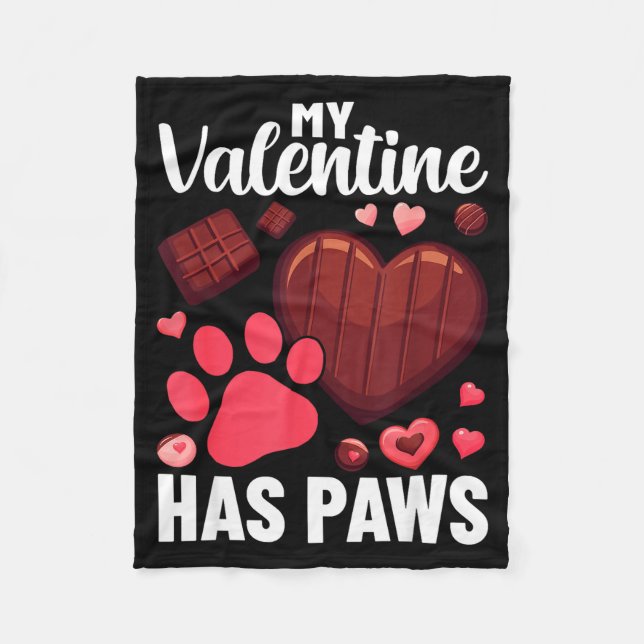 Funny Dog Owner Valentines Day Heart Women Girls  Fleece Blanket (Front)