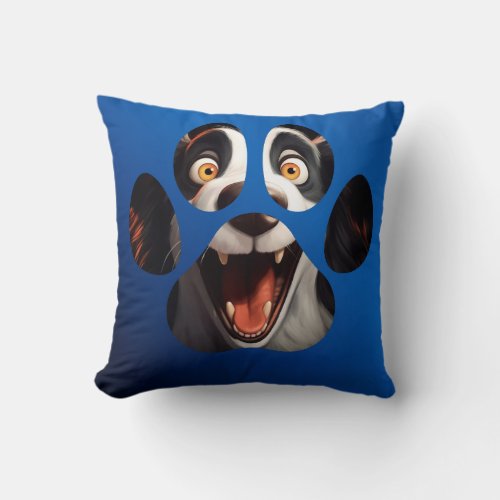 Funny Dog Paw Face Throw Pillow