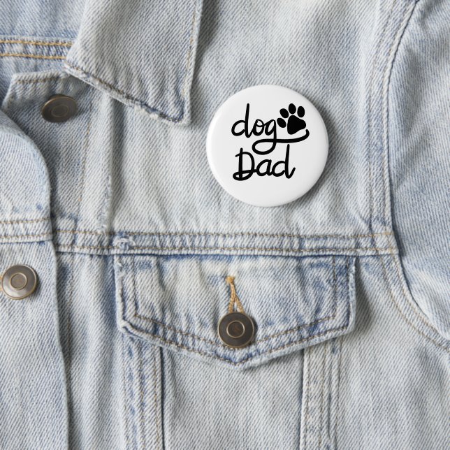Funny Dog Paw Print Dog Dad Button (In Situ)