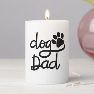 Funny Dog Paw Print Dog Dad Pillar Candle
