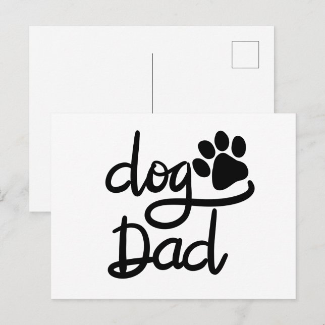Funny Dog Paw Print Dog Dad Postcard (Front/Back)