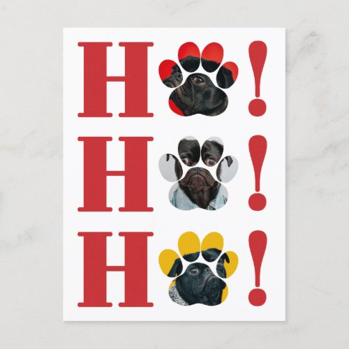 Funny Dog Paw print Ho Ho Ho Pet Photo Christmas Holiday Postcard