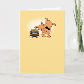 Funny Dog Peeing On Birthday Cake Card by chuckink at Zazzle