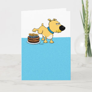Funny Dog Peeing on Cake Birthday Card