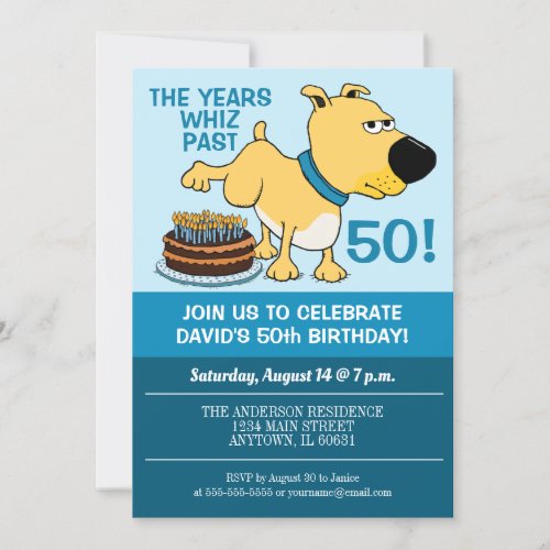 Funny Dog Peeing on Cake Birthday Party Invitation